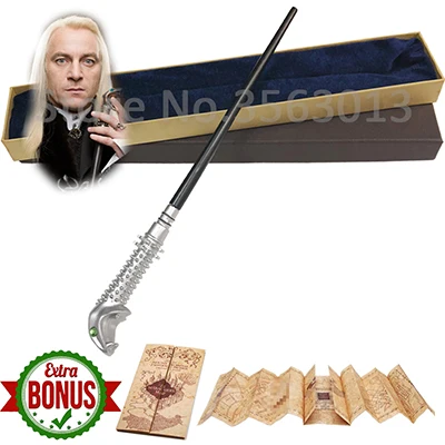 Lucius Оригинальная версия качество металлический сердечник Делюкс COS Дамблдор Волшебная палочка волшебная палочка с подарочной коробкой пакет Hp - Цвет: Lucius