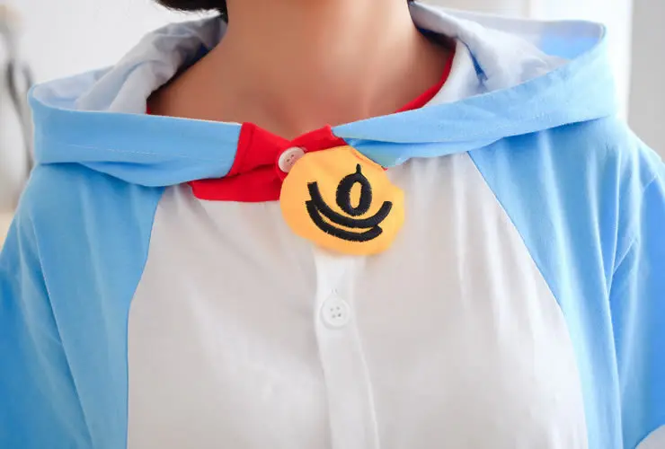 Лето Аниме Doraemon Коллекция Капюшоном Onesie Женщины Ladiy 100% Хлопок Cos Пижамы Партия с Zip