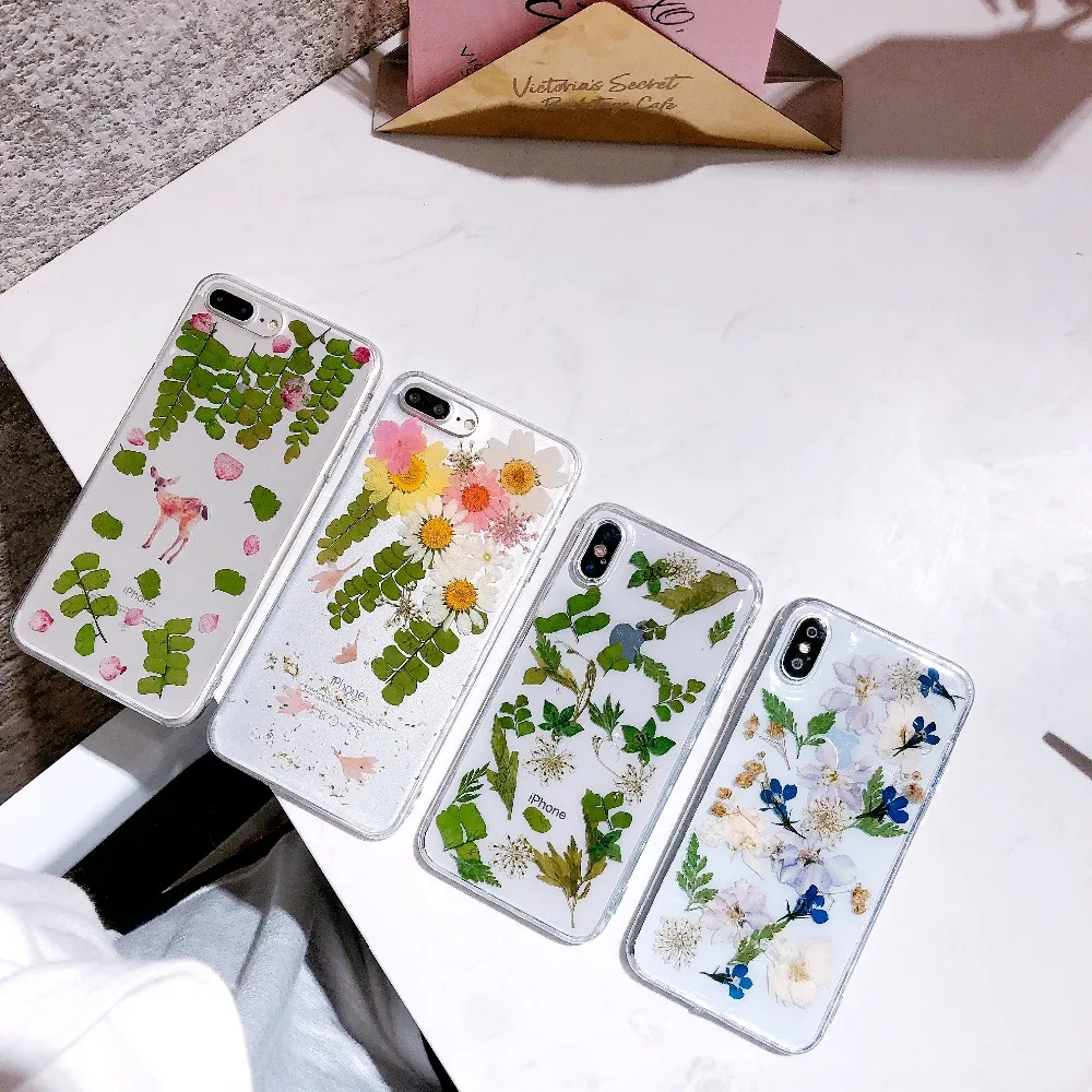 Viewfar Deer Mum Real Dry Flower Transparent Soft Case For Apple iphone 6 7 8 Plus X XR XS Max Cover 6P 7plus 8plus XsMax Cases | Мобильные