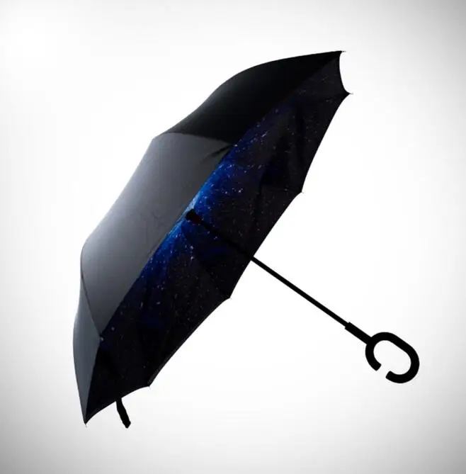 Двухслойный складной зонт Yesello с защитой от дождя крючком|inverted umbrella|umbrella double