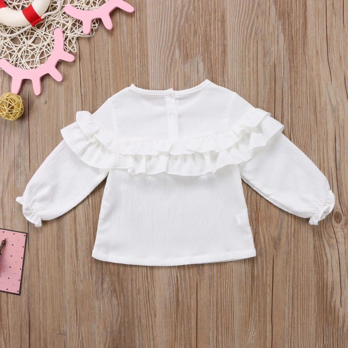 Блузка с длинными рукавами и воланом для новорожденных девочек|girls long sleeve blouse|long