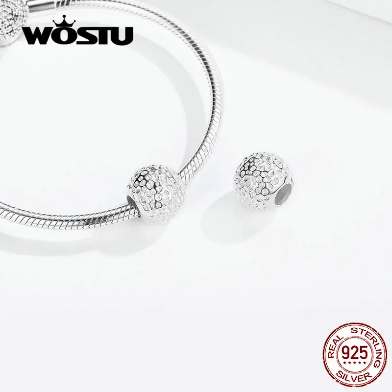 WOSTU 925 пробы Серебряный Сияющий Круглый Шарм Подходит для оригинального браслета бусины брендовые модные ювелирные изделия подарок CQC1245