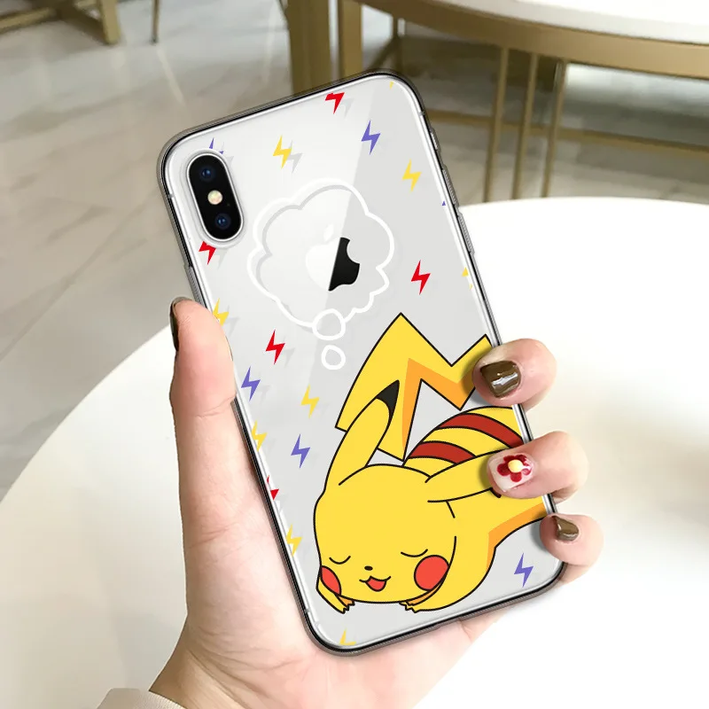 Japanese Kawaii Pokemons cute anime phone case For coque iphone 7 8 puls 6s plus XS max silicon shell for cover X XR |