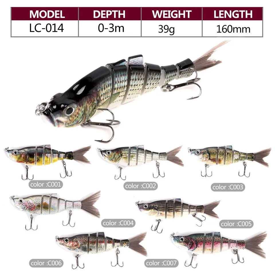 Maximumcatch 6 шарнирных секций Swimbait жесткие рыболовные приманки с VMC крючками 7 видов