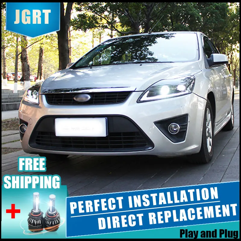 2 шт. светодиодный головной светильник s для ford focus 2009-2013 Автомобильный светодиодный светильник s двойной ксеноновый Объектив Автомобильные аксессуары дневные ходовые огни противотуманный светильник