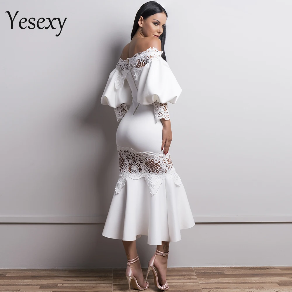 Женское кружевное платье Yesexy повседневное элегантное платье-Русалка с открытыми