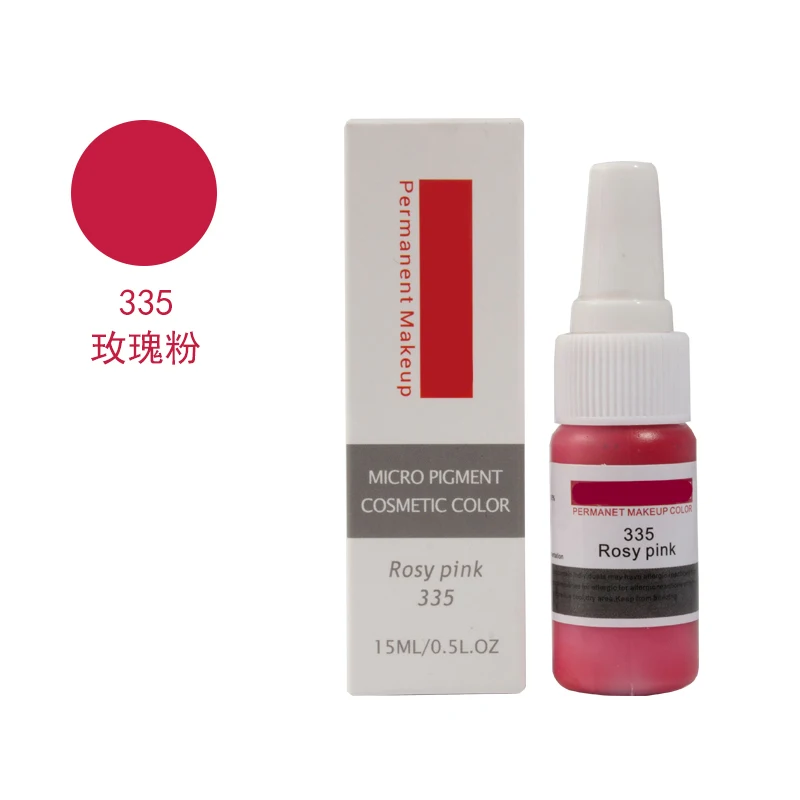 335 Rosy pink Постоянный пигмент для перманентного макияжа, чистое органическое жидкий пигмент 1/2 унции)(15 мл) для бровей чернил для татуажа - Цвет: 335 Rosy pink