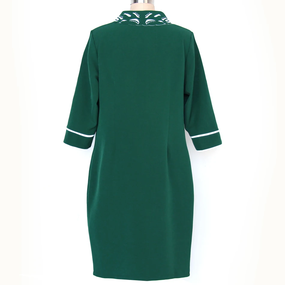 BFDADI Женская Элегантный Краткая Solid color выдалбливают отложным воротником Карандаш