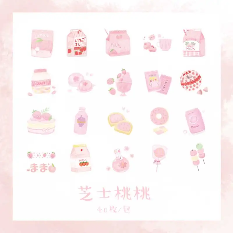 INS style бумажные наклейки Kawaii еда клубника молоко Декор DIY дневник в стиле Скрапбукинг этикетка наклейка s канцелярские принадлежности Школьные принадлежности DT022 - Цвет: 1
