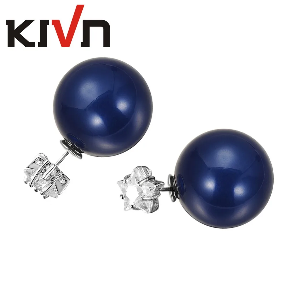 

KIVN Fashion Jewelry Pentagram 8mm CZ Stud Wedding Bridal Double Sided Simulated Pearl Earrings for Womens Girls Birthday Gifts