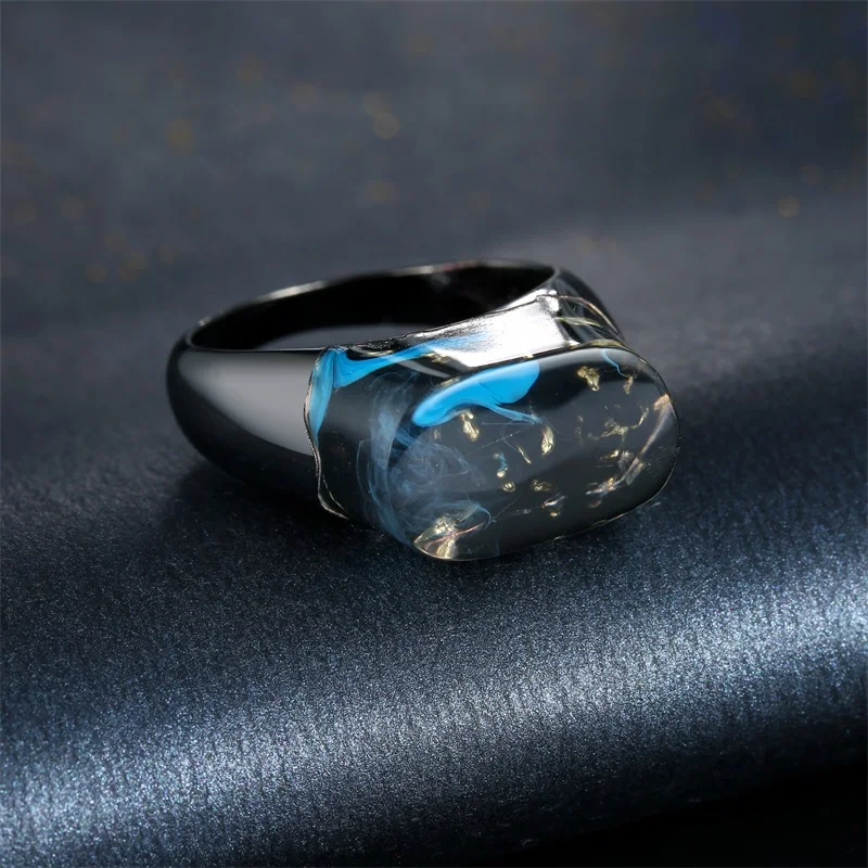 Lateefah уникальный прозрачный смолы кольца для женщин миниатюрный Черный Горный