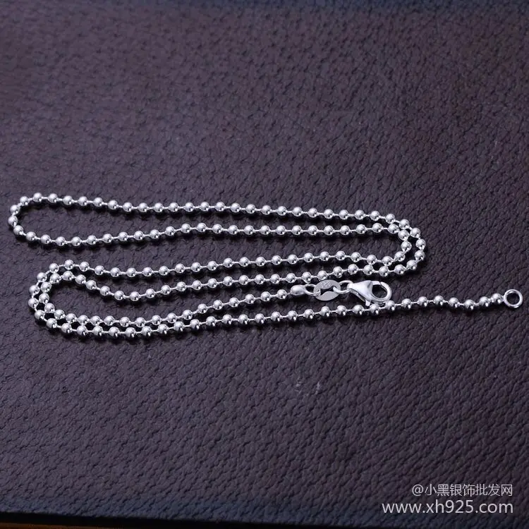 

KJJEAXCMY fine jewelry Sterling silver jewelry long round beads style thick 3.0mm necklace for women(50-70cm)