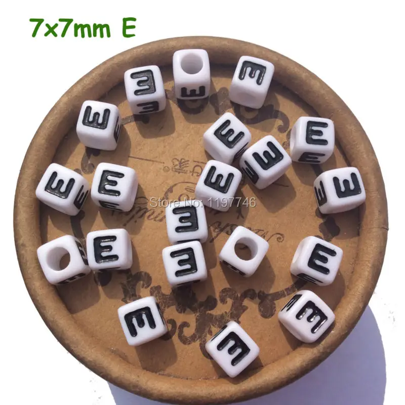 

Acrylic Plastic Single Alphabet Cube 7mm Beads White Black Letters Square Beads Charms Jewelry Necklace Making Findings 1900pcs