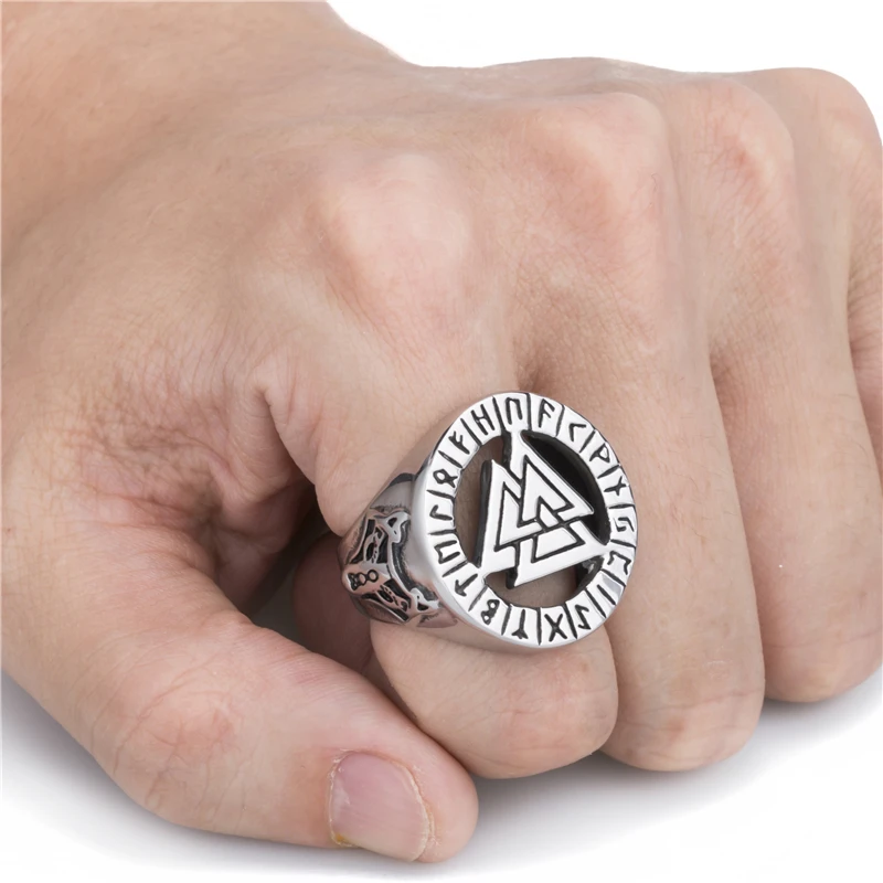 Модное мужское серебряное кольцо Valknut в скандинавском стиле|Кольца| |