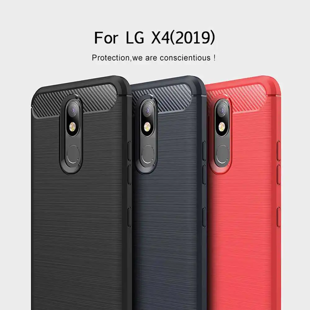 Shock Proof Soft Carbon Fiber TPU Case For LG X4 2019 Cell Phone Cover |