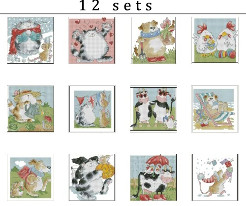 

Free Delivery Top Quality Lovely Counted Cross Stitch Kit Margaret Sherry Cats Cat Dog Chicken Cow Mouse Animal