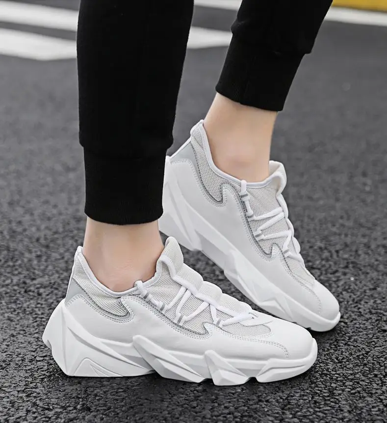 Fashion men sneakers casual and comfortable mesh platform casual shoes men's solid color soft bottom outdoor shoes K4-20