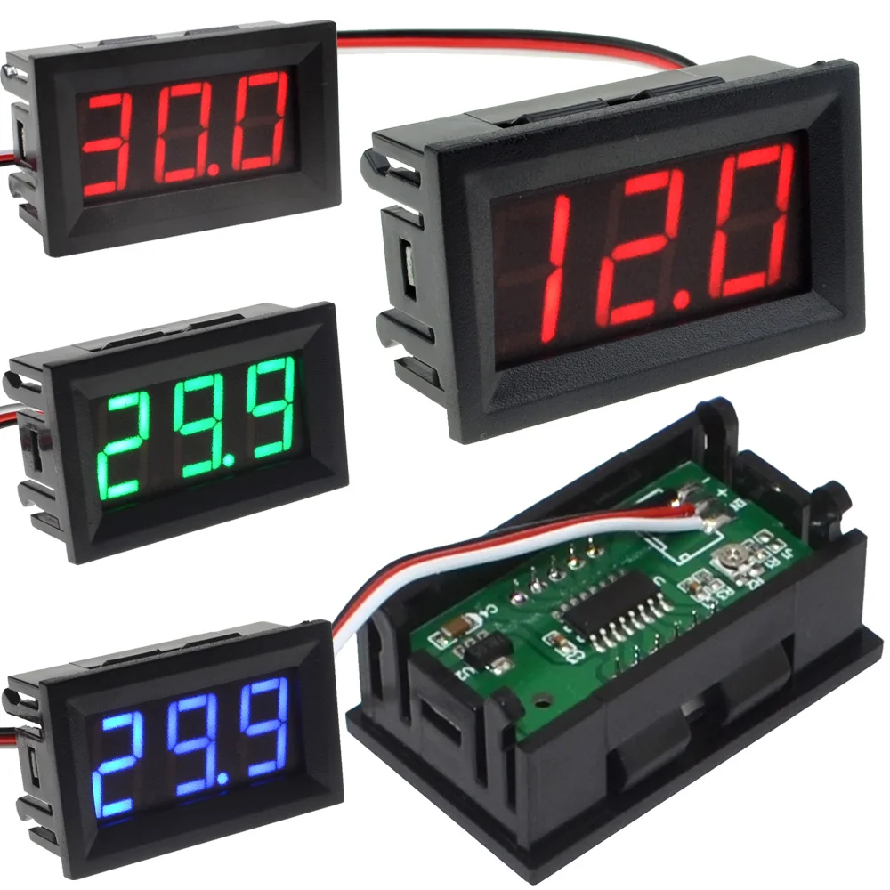 50 шт./лот 3 провода красный/синий/зеленый 0,5" DC0-100V внешний источник питания цифровой светодиодный дисплей Вольтметр с обратной защитой
