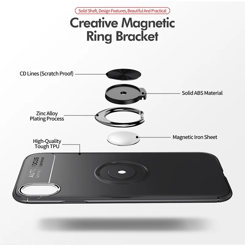 Противоударный чехол-держатель для iPhone Xr Магнитный кронштейн с кольцом защитный