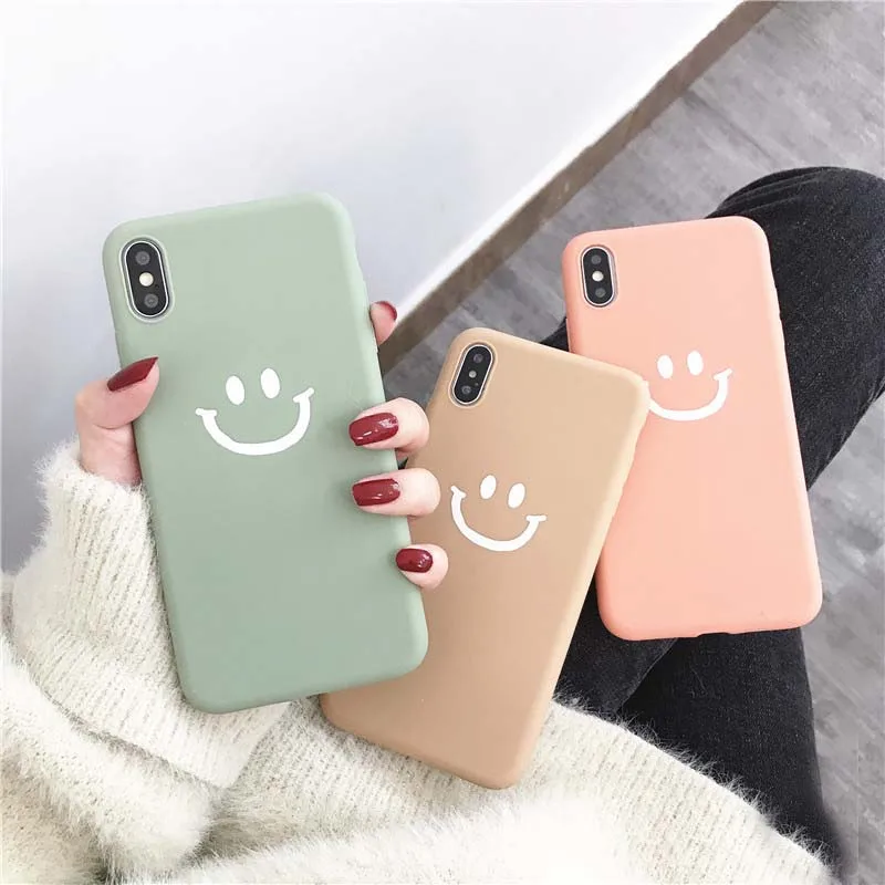 JIBAN Cute Cartoon Smile Expression Phone Case For Iphone XR XS Max X Couples Soft TPU 7 6 6S 8 Plus Cover |