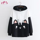 Японская одежда Kpop, женский милый пуловер, толстовка, осень 2020, модная толстовка с капюшоном в стиле Harajuku Lolita Black Cat, Kawaii