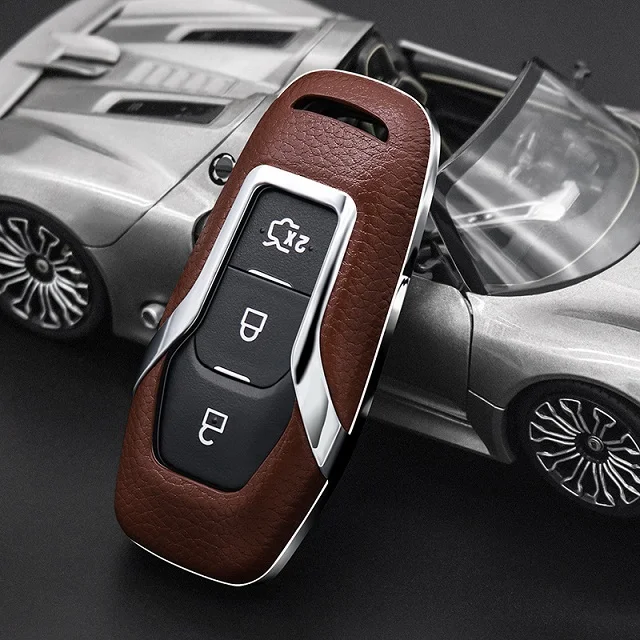 Brown Автомобиль дистанционного брелока чехол для Ford Fusion MONDEO Mustang F-150 Explorer Edge для Ford Escort Эверест Ranger с брелоком - Название цвета: Brown