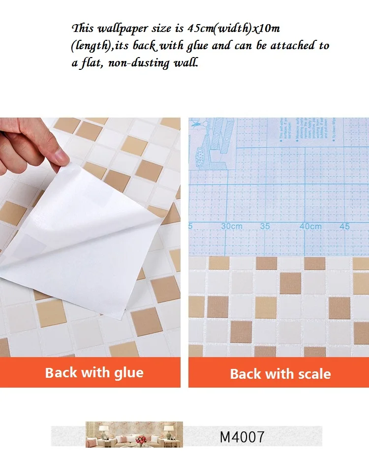 

Kitchen Bathroom Self Adhesive Wallpaper Home Decor Mosaic PVC Waterproof Oil Proof Sticker Tile Renovate Washable Wall Paper