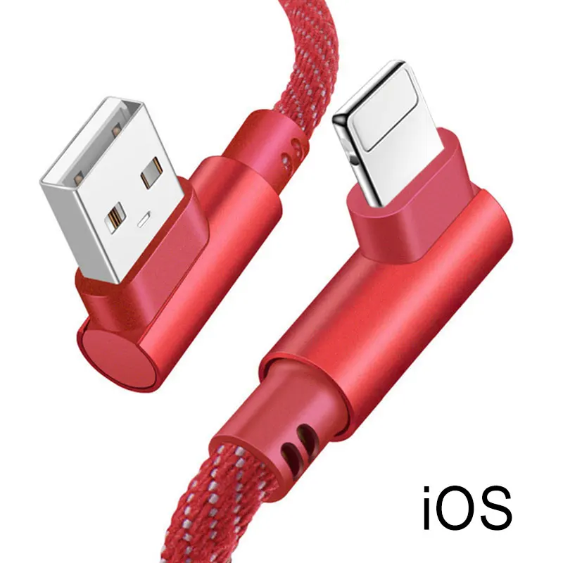 iOS-Red Кабель для мобильного телефона USB iOS type C Micro кабель для быстрой зарядки Android телефонный кабель для передачи данных тип-c устройств 1 м 2 м с системой Android - Цвет: iOS-Red