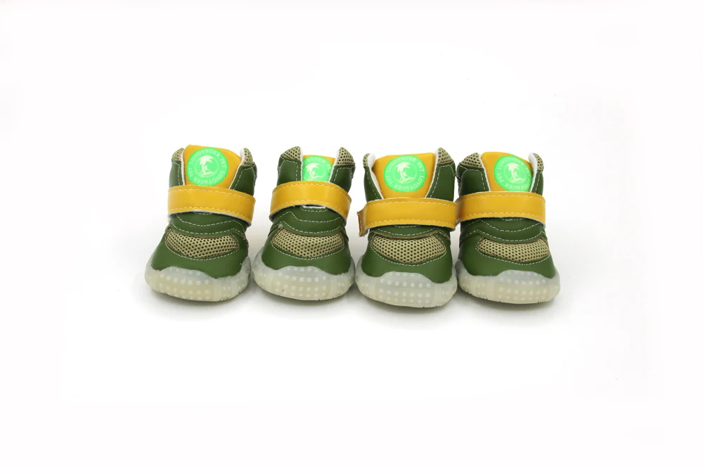 Модная светящаяся Обувь для собак кожаные ботинки обувь домашних животных