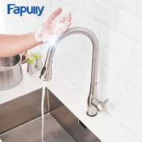 fapully sensor smart touch control kitchen sink faucet pull out inductive water saving faucet 360 degree rotation tap cp1028