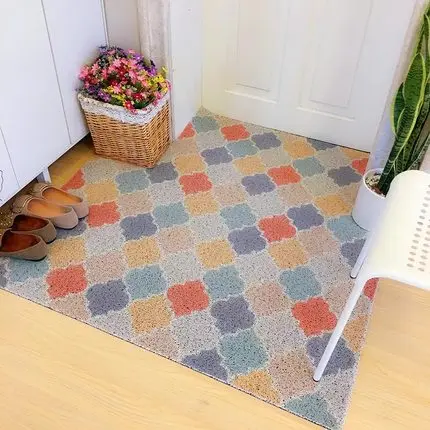 J-rectangle Коврик для прихожей в скандинавском стиле, коврик из ПВХ с петлей на проволоке, небольшой коврик для двери с свежими цветами, коврик для гостиной, ванной комнаты, нескользящий коврик - Цвет: J-rectangle