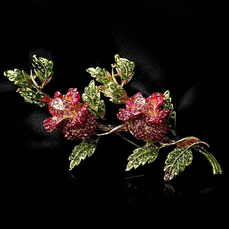 Women Classical Style New Brooches Ladies Beauty Flower Brooch Pins Girls Cute Floral Decoration Crystal Enamel Pin Jewelry|brooches for women|flower