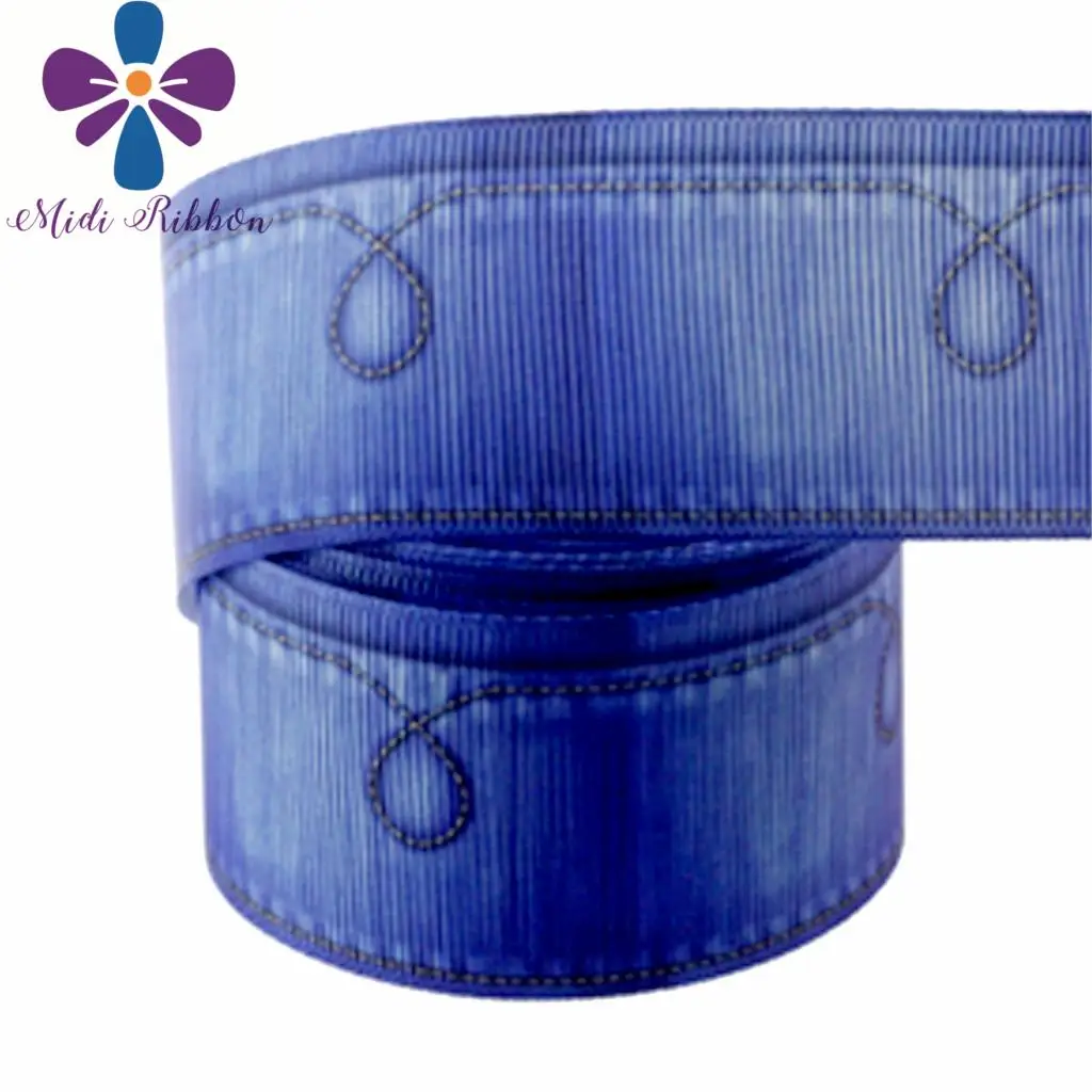 1-1/2&quot38mm Jeans Series Geometric Patterns Printed Grosgrain Ribbon Denim Like Lace DIY Party Gift Hair Band Making 10yards/roll | Дом и