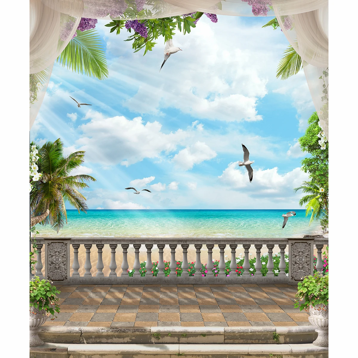 Allenjoy морской пейзаж праздник фотографический фон забор море mew Романтические