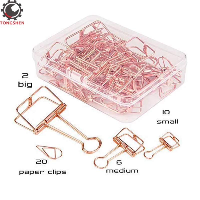 

18 Wire Binder Clips 20 Cute Paper Clips Rose Gold Stainless Steel Binder Paper Clips Office School Supplies wide paper clips