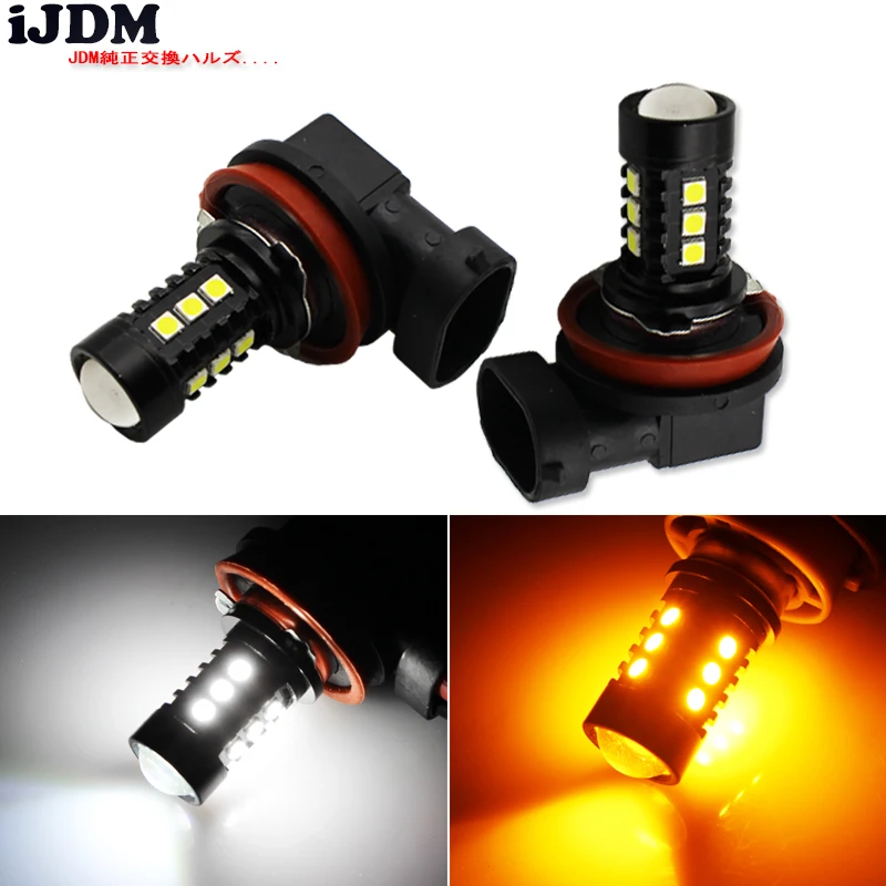 iJDM 6000K White 15-SMD-3030 Powered by LED H8 H11 H9 Bulbs For Fog Lights or Daytime Running led Amber Yellow | Автомобили и