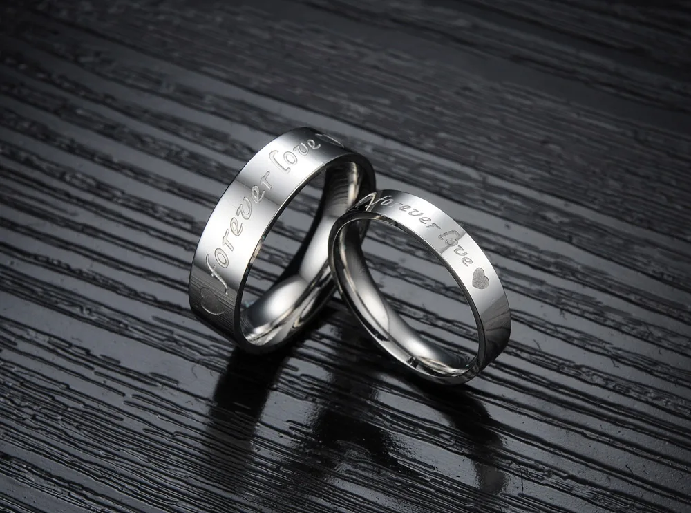 Модное кольцо для пары из нержавеющей стали с надписью "forever love" NO. QLJZ008