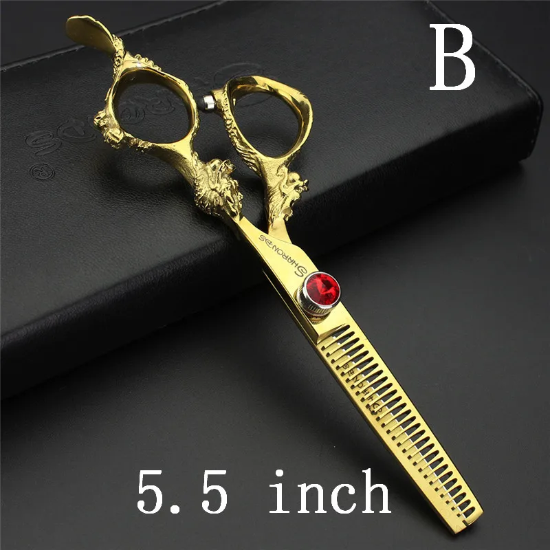 B Thining Scissors Золотистые японские 440c импортные Профессиональные Парикмахерские ножницы 5,5& 6& 7 дюймов Парикмахерские ножницы для волос - Цвет: B Thining Scissors