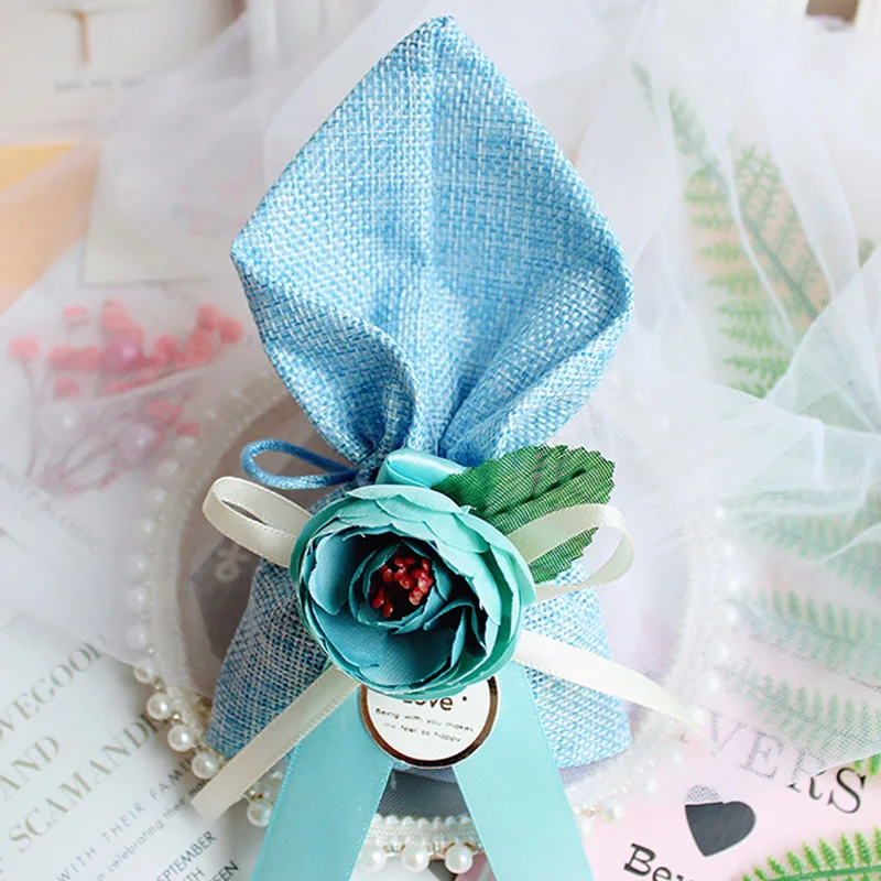 Blue no candy 30 шт./лот счастливые карманные свадебные коробки конфет подарки коробка Пользу Роза упаковочный мешок для цветов малыш душ мальчики девочки партия набор события Вечерние - Цвет: Blue no candy