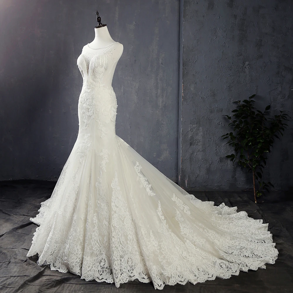 Hochzeitskleid роскошное свадебное платье Русалочки с аппликацией и бисером Vestido de Noiva