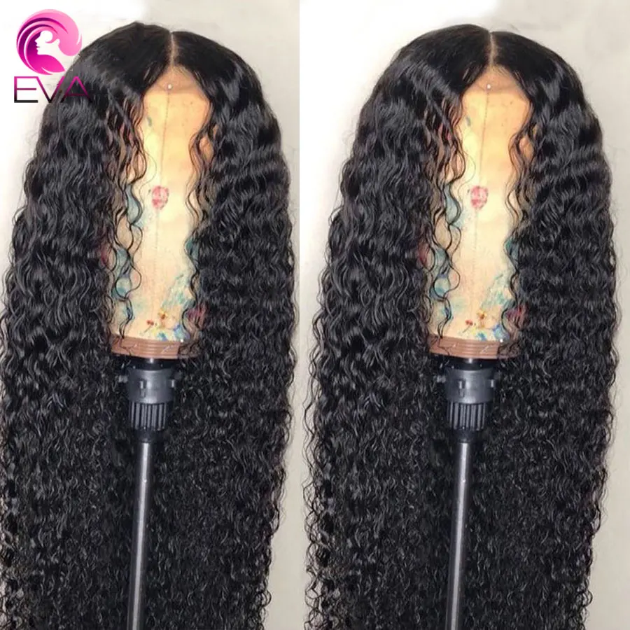 Eva 13x6 Lace Front Human Hair Wigs Brazilian Curly For Women Kinky Pre Plucked Baby | Шиньоны и парики