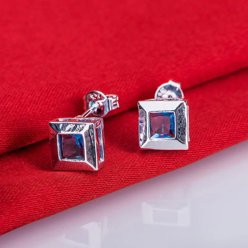 Серьги с зеленым камнем и серебряным покрытием ювелирные изделия 925 для женщин