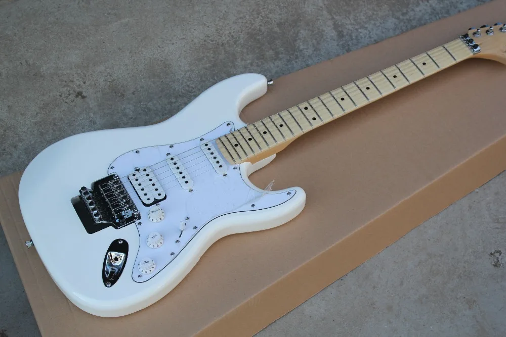 Высокое качество 6 струн электрогитара белого цвета с Floyd rose tremolo Бесплатная
