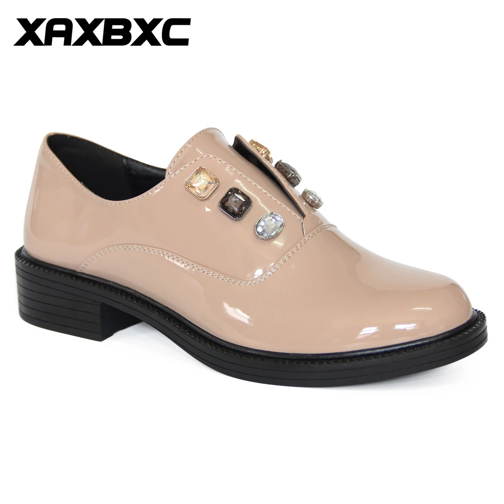 Женские Кожаные броги XAXBXC туфли оксфорды на платформе и низком каблуке ручной
