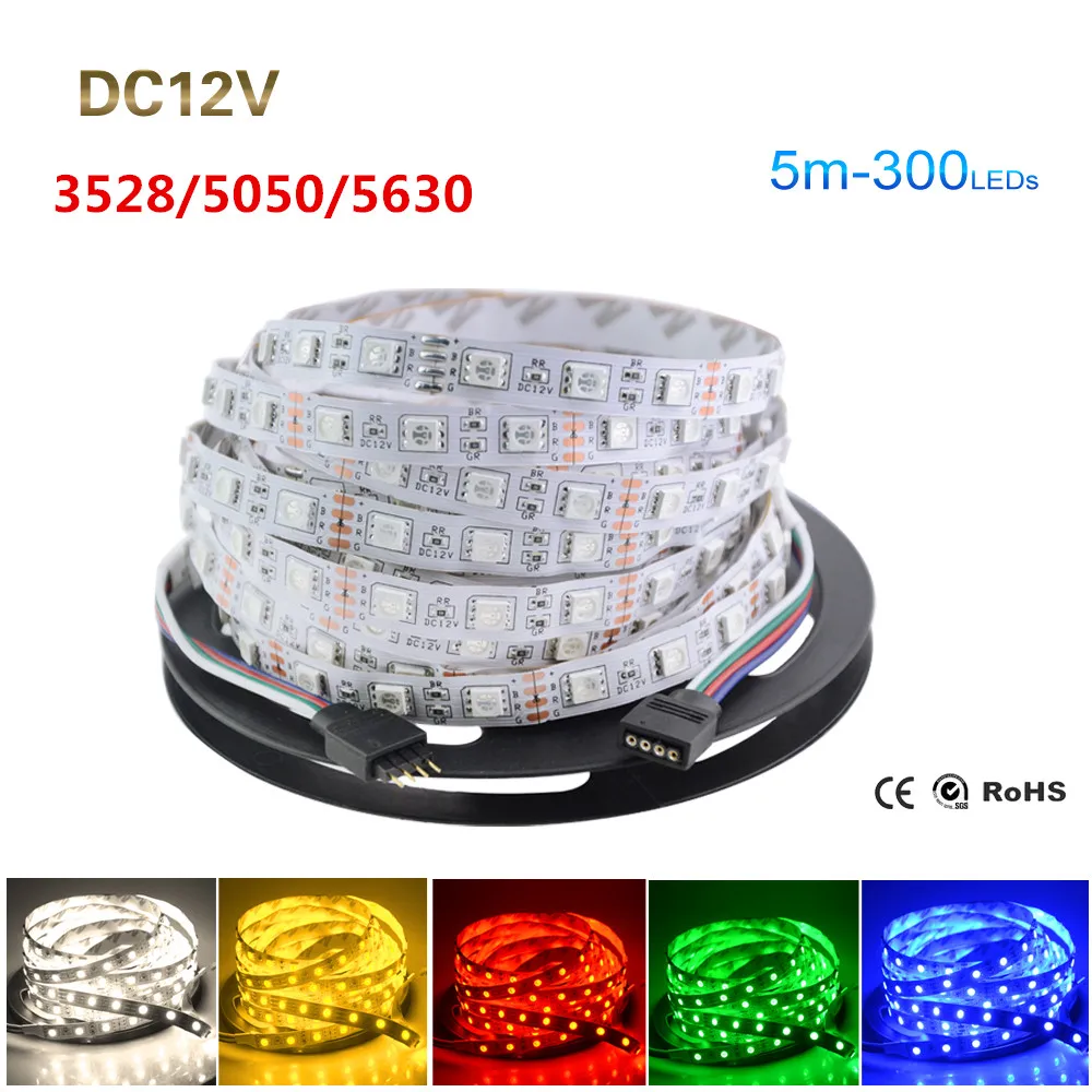 RGB Светодиодная лента 5050 5630 3528 SMD 5 м 300 светодиодов полоса света DC 12 В Fita