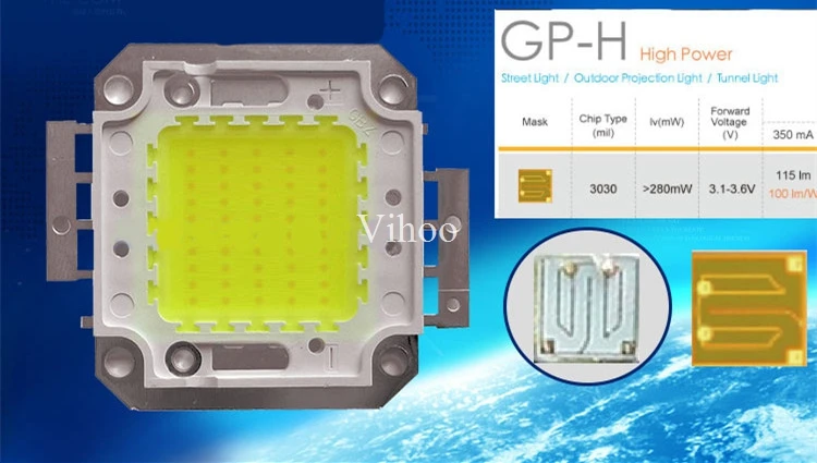 Высокая яркость 100 Вт 50 Вт 30 Вт 20 Вт 10 Вт светодиодный чип 30*30 мил Cree SMD COB DIY прожектор лампа Теплый/Холодный белый Интегрированный полный ватт