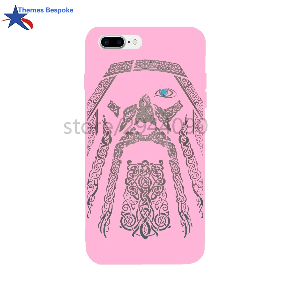 Odin Викинги для iphone 7/8 plus Мода печатным рисунком Мягкие TPU Карамельный цвет Чехлы