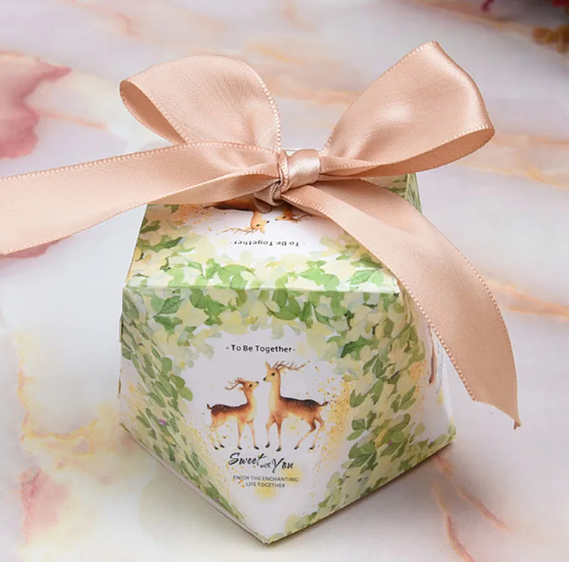 Deer Новые свадебные подарочные коробки и сумки, милые подарочные коробки для конфет для свадьбы, креативные коробки для конфет, вечерние принадлежности, Подарочная коробка для шоколада - Цвет: Deer