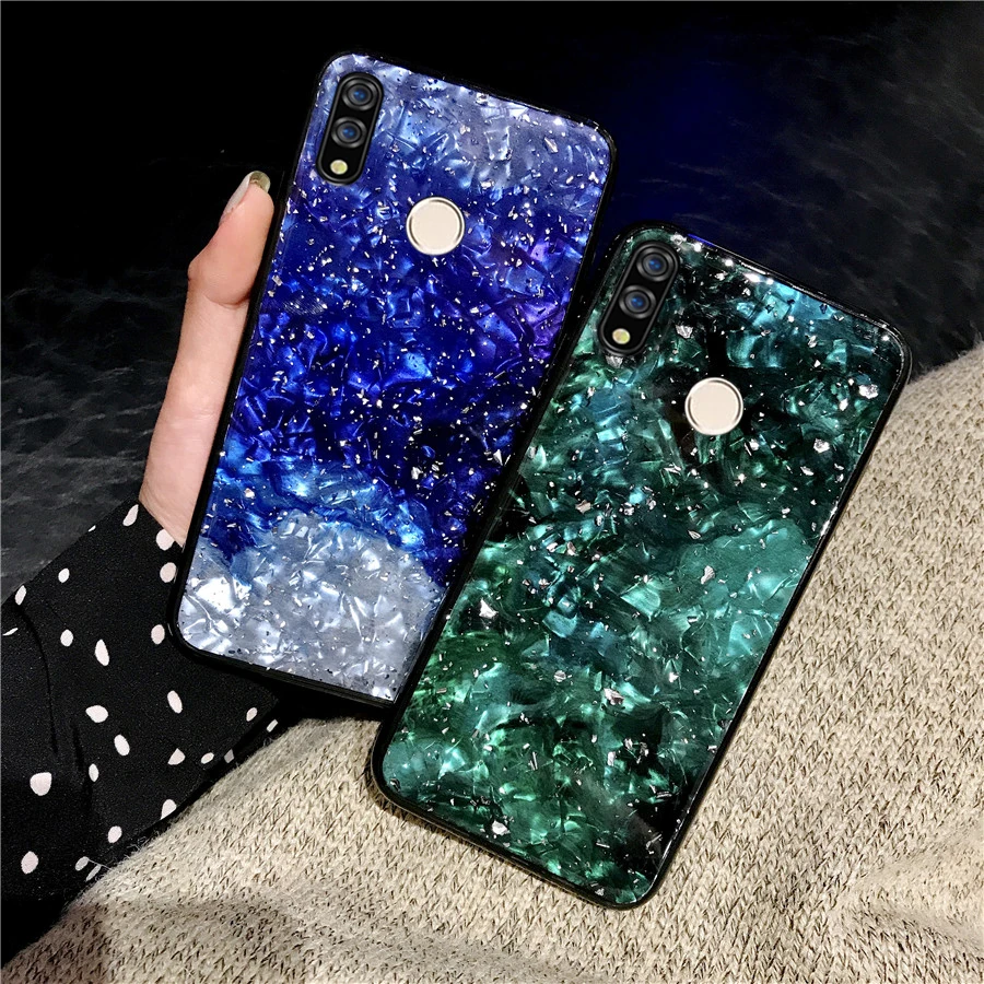 For Huawei Honor 10 V10 8X case glitter powder Gold Foil Marble Back for Mate 20 Pro P30 Soft Silicon phone shell | Мобильные