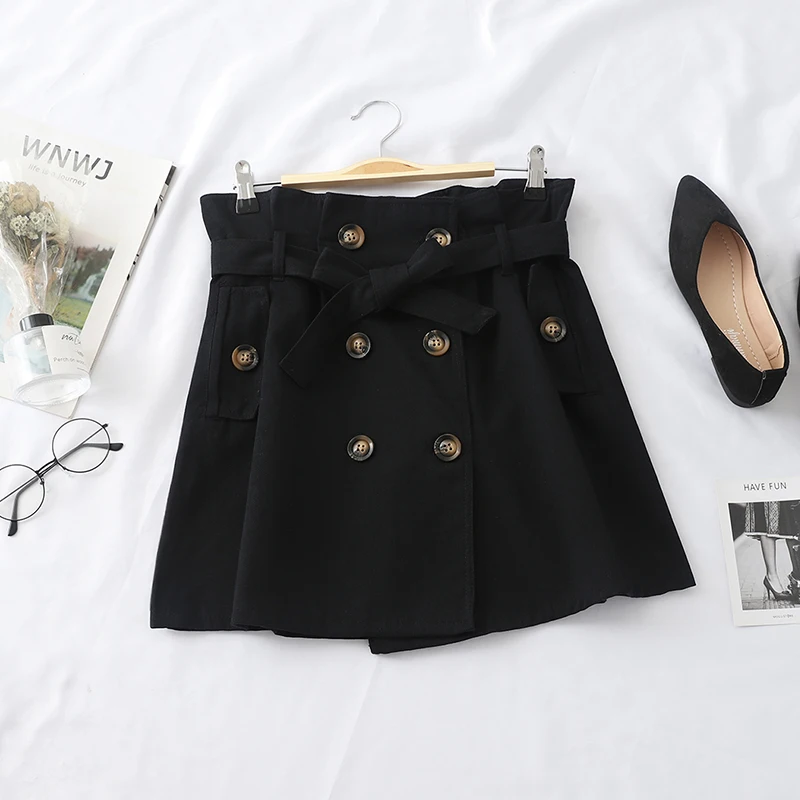 Летняя новая двубортная Женская юбка с высокой талией Корейская женская летняя